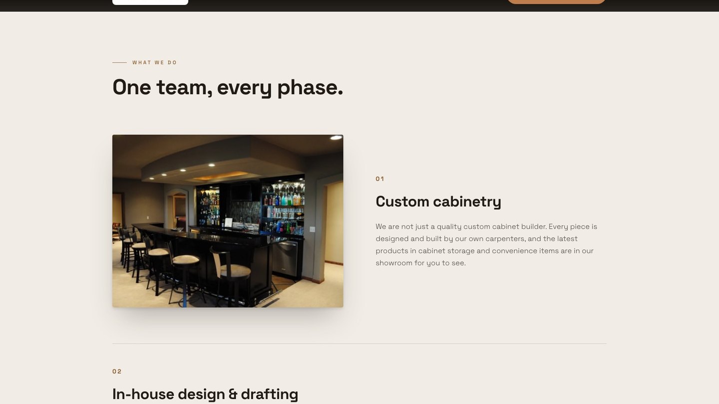 The services section of the new homepage